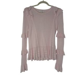 NEW Scripted Top Women S Powder Pink Lace Knit Ruffle Girly Romantic Coquette